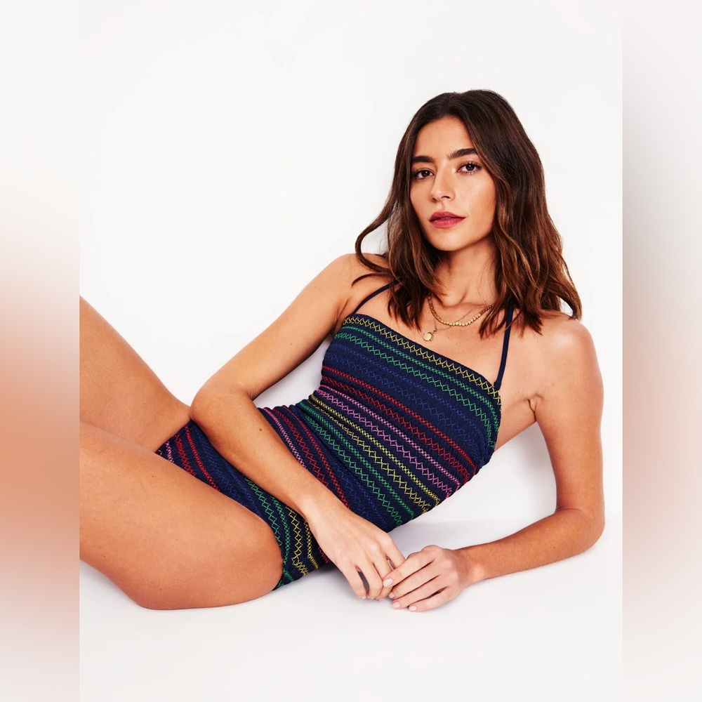 Boden Multicolor Striped One Piece Swimsuit